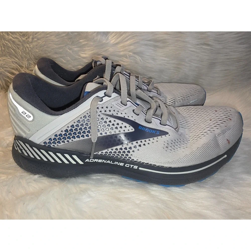 Brooks Adrenaline GTS 22 Men's Running Shoes Gray Blue Size 10 Wide 1103662E023